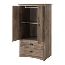 Load image into Gallery viewer, FarmHome Rustic 2 Drawer Bedroom Storage Armoire Grey Oak