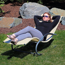 Load image into Gallery viewer, Set of 2 Beige Rocking Chaise Lounger Patio Lounge Chair with Pillow