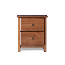 Load image into Gallery viewer, Farmhouse Solid Pine Wood 2 Drawer Nightstand in Walnut Finish