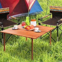 Load image into Gallery viewer, Outdoor Portable Roll-Up Folding Wood Patio Table with Carry Bag