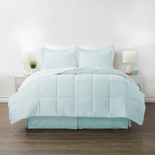 Load image into Gallery viewer, Full Size Microfiber 6-Piece Reversible Bed-in-a-Bag Comforter Set in Aqua Blue