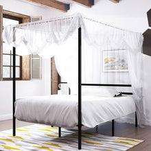 Load image into Gallery viewer, Full size Modern Four Poster Metal Canopy Bed in Black Finish