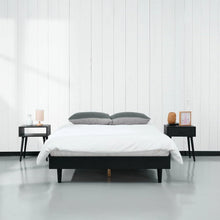 Load image into Gallery viewer, Full size Mid-Century Modern Platform Bed Frame in Black Wood Finish