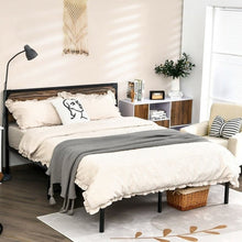 Load image into Gallery viewer, Rustic FarmHome Metal Wood Platform Bed Frame in Full Size