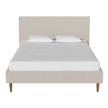 Load image into Gallery viewer, Full size Off-White Ivory Cream Upholstered Platform Bed Frame with Headboard