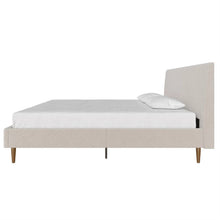 Load image into Gallery viewer, Full size Off-White Ivory Cream Upholstered Platform Bed Frame with Headboard
