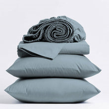 Load image into Gallery viewer, Full size Aqua Blue 100-Percent Certified Organic Cotton Sheet Set