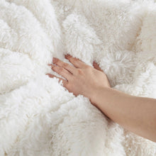 Load image into Gallery viewer, Full/Queen size Reversible Soft Sherpa Faux Fur 3-Piece Comforter Set in Ivory
