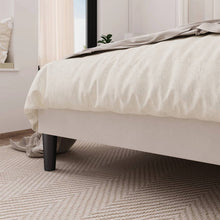 Load image into Gallery viewer, Full size White Velvet Upholstered Platform Bed Frame with Wingback Headboard