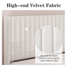 Load image into Gallery viewer, Full size White Velvet Upholstered Platform Bed Frame with Wingback Headboard