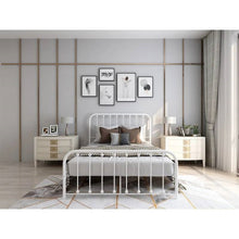Load image into Gallery viewer, Full size Classic White Metal Bed Frame with Slatted Headboard and Footboard