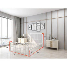 Load image into Gallery viewer, Full size Classic White Metal Bed Frame with Slatted Headboard and Footboard