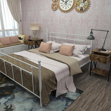 Load image into Gallery viewer, Full Vintage Style White Metal Platform Bed Frame with Headboard Footboard