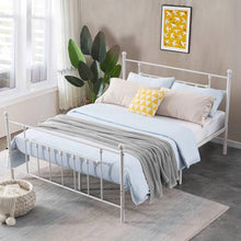 Load image into Gallery viewer, Full Vintage Style White Metal Platform Bed Frame with Headboard Footboard