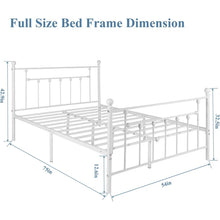 Load image into Gallery viewer, Full Vintage Style White Metal Platform Bed Frame with Headboard Footboard
