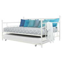 Load image into Gallery viewer, Full size White Metal Daybed with Twin Roll-out Trundle Bed