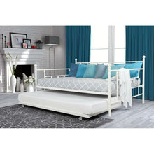 Load image into Gallery viewer, Full size White Metal Daybed with Twin Roll-out Trundle Bed