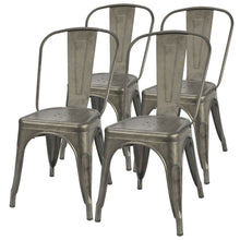 Load image into Gallery viewer, Set of 4 - Stackable Modern Cafe Bistro Dining Side Chair in Gun Metal Finish
