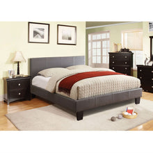 Load image into Gallery viewer, Queen size Platform Bed with Headboard Upholstered in Gray Faux Leather