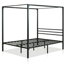 Load image into Gallery viewer, Full size Modern Black Metal Canopy Bed Frame