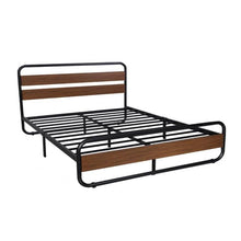Load image into Gallery viewer, Full Heavy Duty Industrial Modern Metal Wood Platform Bed Frame with Headboard