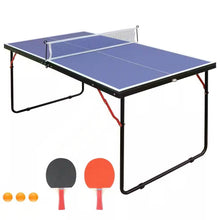 Load image into Gallery viewer, Folding 54-inch Blue Ping Pong Table Tennis Table Set with Net 2 and Paddles