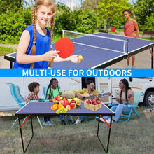 Load image into Gallery viewer, Folding 54-inch Blue Ping Pong Table Tennis Table Set with Net 2 and Paddles