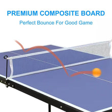 Load image into Gallery viewer, Folding 54-inch Blue Ping Pong Table Tennis Table Set with Net 2 and Paddles