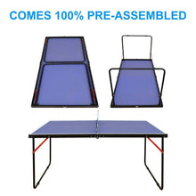 Load image into Gallery viewer, Folding 54-inch Blue Ping Pong Table Tennis Table Set with Net 2 and Paddles