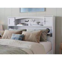 Load image into Gallery viewer, Full size Farmhouse Bookcase Headboard in White Wood Finish