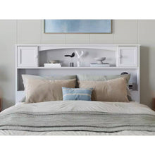 Load image into Gallery viewer, Full size Farmhouse Bookcase Headboard in White Wood Finish