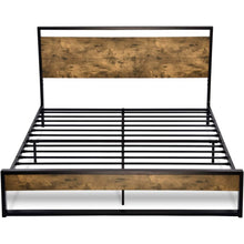 Load image into Gallery viewer, Full size Metal Wood Platform Bed Frame with Industrial Headboard