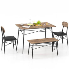 Load image into Gallery viewer, Modern 4-Piece Dining Set with Wood Top Table 2 Chairs and Bench