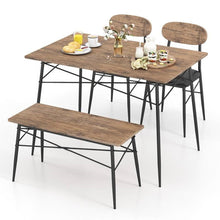 Load image into Gallery viewer, Modern 4-Piece Dining Set with Wood Top Table 2 Chairs and Bench