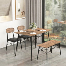 Load image into Gallery viewer, Modern 4-Piece Dining Set with Wood Top Table 2 Chairs and Bench