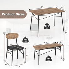 Load image into Gallery viewer, Modern 4-Piece Dining Set with Wood Top Table 2 Chairs and Bench