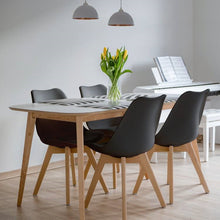 Load image into Gallery viewer, Set of 4 Modern Mid-Century Style Black PU Leather Dining Chairs with Wood Legs