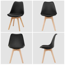 Load image into Gallery viewer, Set of 4 Modern Mid-Century Style Black PU Leather Dining Chairs with Wood Legs
