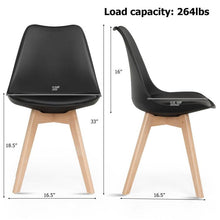 Load image into Gallery viewer, Set of 4 Modern Mid-Century Style Black PU Leather Dining Chairs with Wood Legs