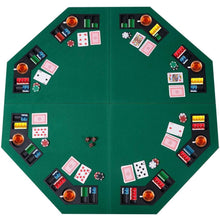 Load image into Gallery viewer, Folding 48-inch Octagon 8 Player Poker Table Top with Carry Case