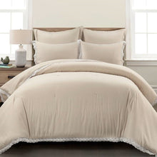 Load image into Gallery viewer, Full/Queen French Country Beige 5-Piece Lightweight Comforter Set w/ Lace Trim