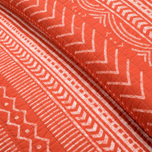 Load image into Gallery viewer, Full/Queen Scandinavian Chevron Orange White Stripe Reversible Cotton Quilt Set
