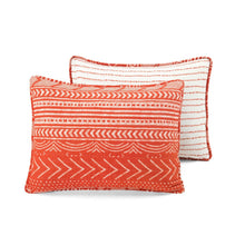 Load image into Gallery viewer, Full/Queen Scandinavian Chevron Orange White Stripe Reversible Cotton Quilt Set