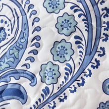 Load image into Gallery viewer, Full/Queen Size Soft Microfiber Reversible Blue/White Baroque Design Quilt Set
