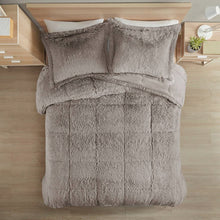 Load image into Gallery viewer, Full/Queen Grey Soft Sherpa Faux Fur 3-Piece Comforter Set with Pillow Shams