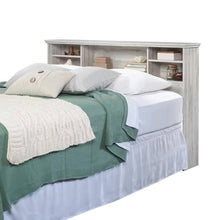 Load image into Gallery viewer, Full / Queen size Farmhouse Bookcase Headboard in Grey White Wood Finish