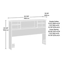 Load image into Gallery viewer, Full / Queen size Farmhouse Bookcase Headboard in Grey White Wood Finish