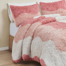 Load image into Gallery viewer, Full/Queen Pink Blush White Reversible Soft Sherpa Faux Fur 3-PC Comforter Set