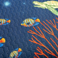 Load image into Gallery viewer, Full/Queen 3 Piece Ocean Navy Blue Clown Fish Coral Reef Reversible Quilt Set