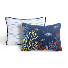 Load image into Gallery viewer, Full/Queen 3 Piece Ocean Navy Blue Clown Fish Coral Reef Reversible Quilt Set